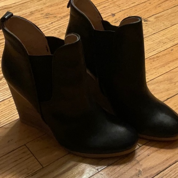 COACH “Farrah”  Black Leather Wedge Bootie - Picture 1 of 6